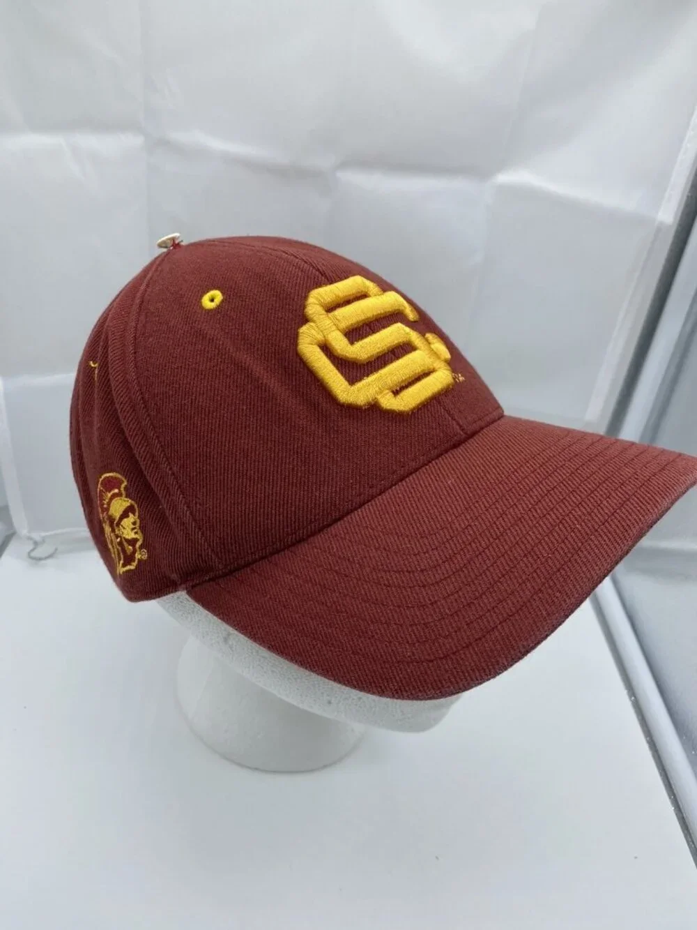 Vintage USC Trojans Burgundy Yellow Hat NCAA Adjustable Hook & Loop Cap 90s
